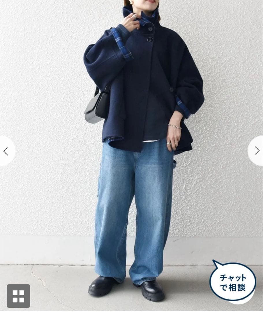 SHIPS any リバー スタンドカラー ポンチョ ショート コート