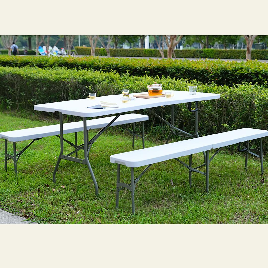 【幅183cm】ワークテーブル ガーデンテーブル 3点セット 屋外用