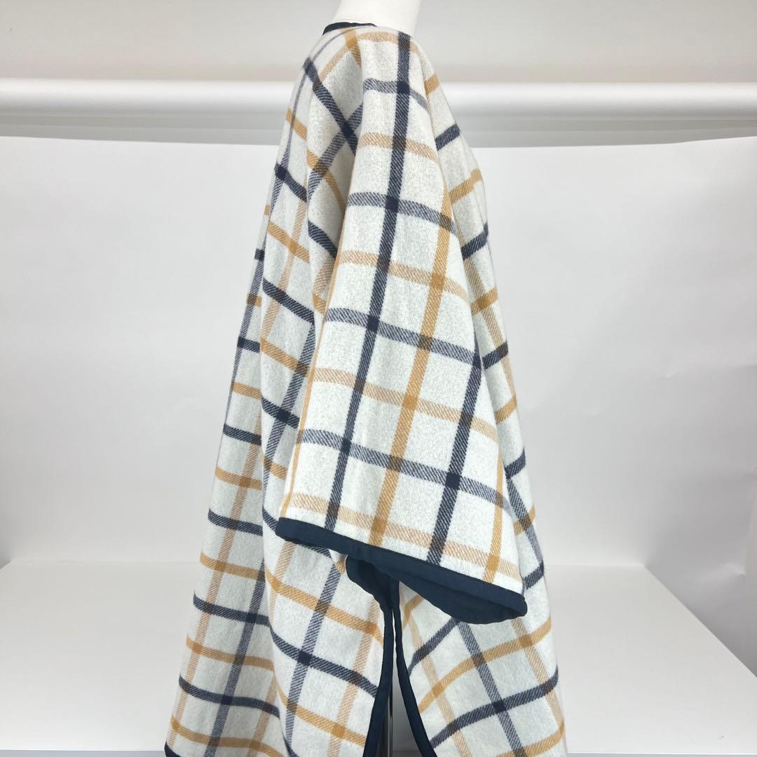 新品　HERMES エルメス　ポンチョ　リバーシブル　ウール　カシミア　ネイビー