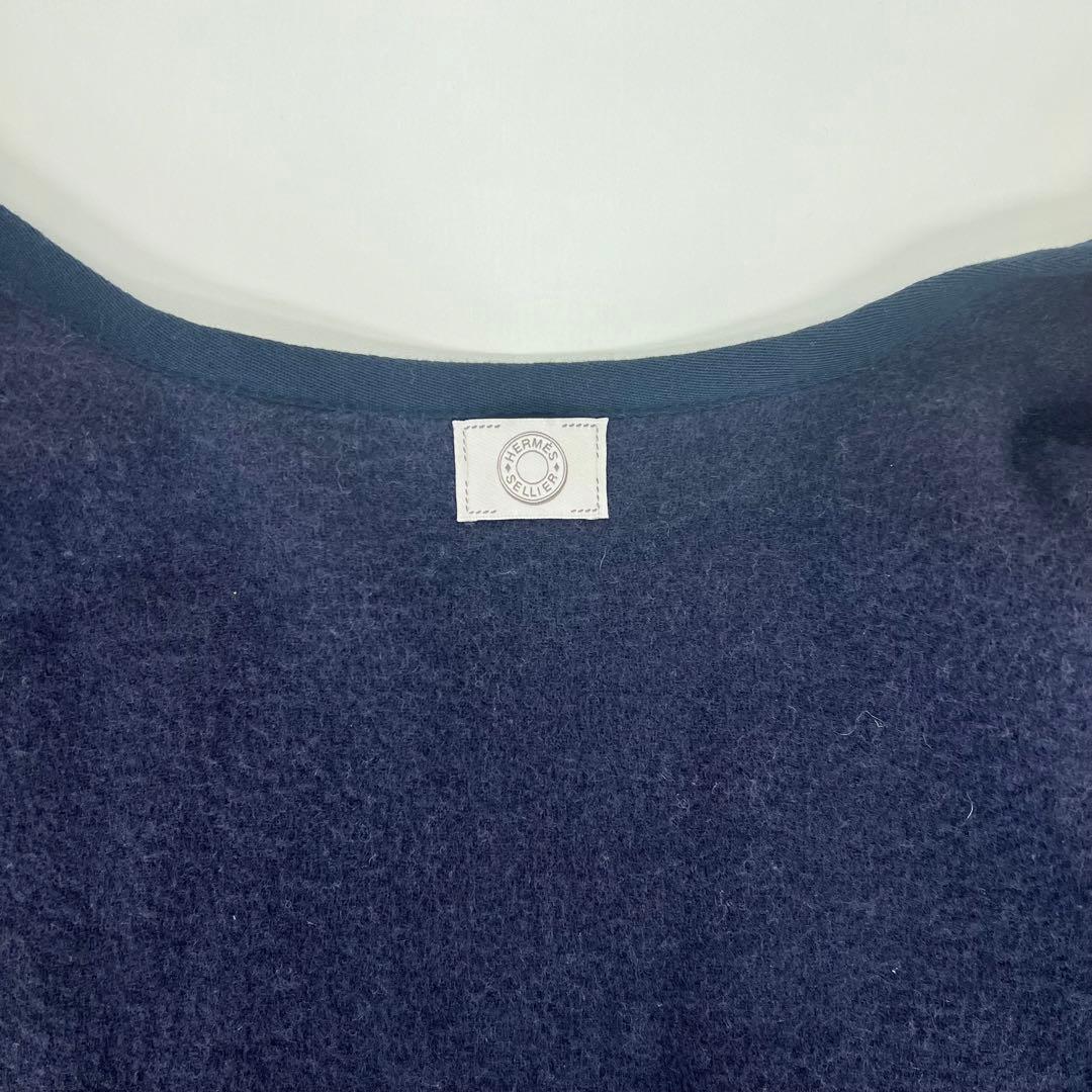 新品　HERMES エルメス　ポンチョ　リバーシブル　ウール　カシミア　ネイビー
