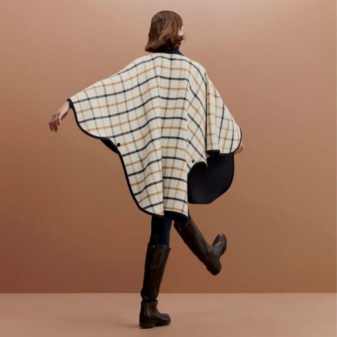 新品　HERMES エルメス　ポンチョ　リバーシブル　ウール　カシミア　ネイビー