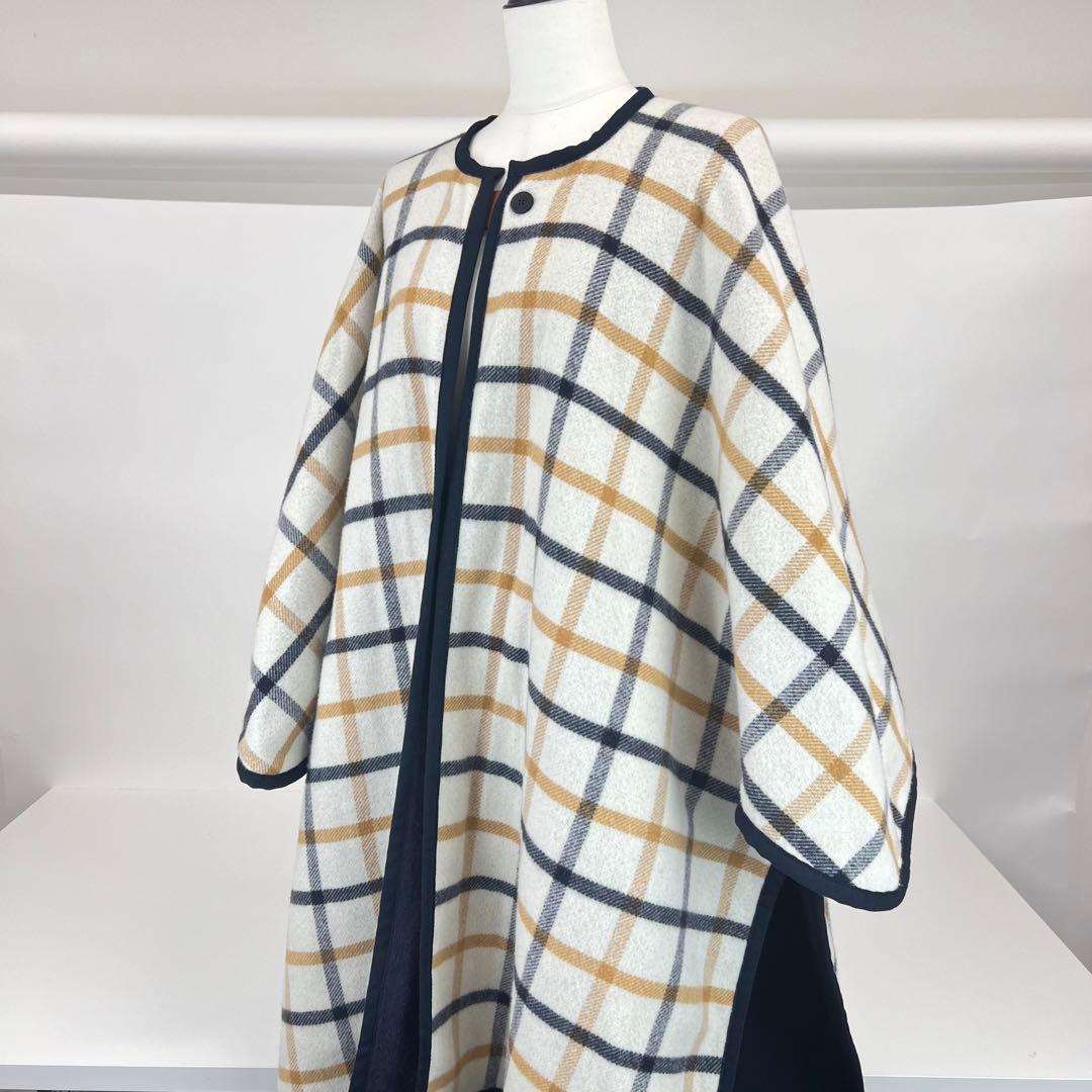 新品　HERMES エルメス　ポンチョ　リバーシブル　ウール　カシミア　ネイビー