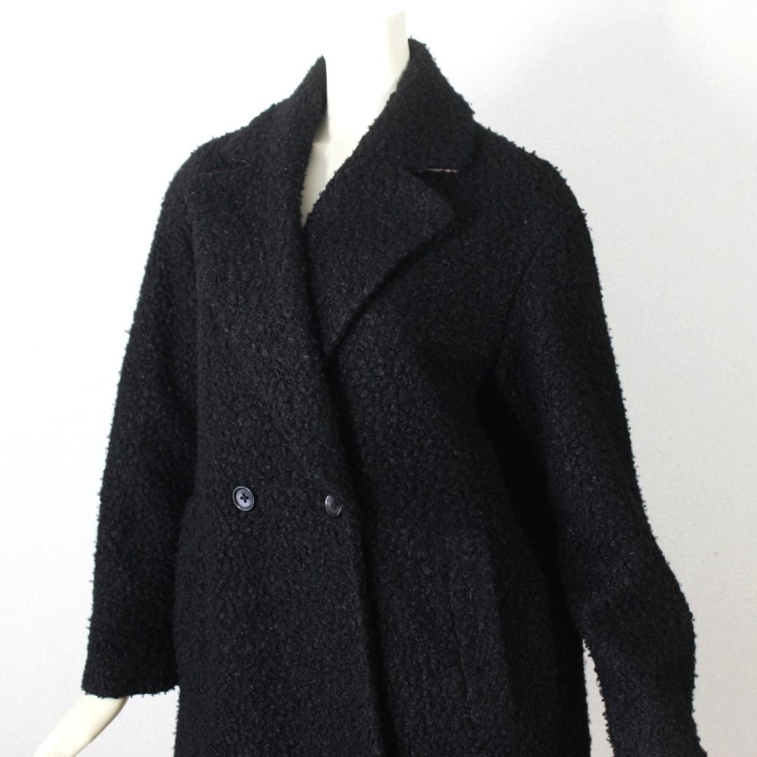 25【極美品】ポールスミス コート 38 M 黒 もこもこ素材 ワインレッド裏地