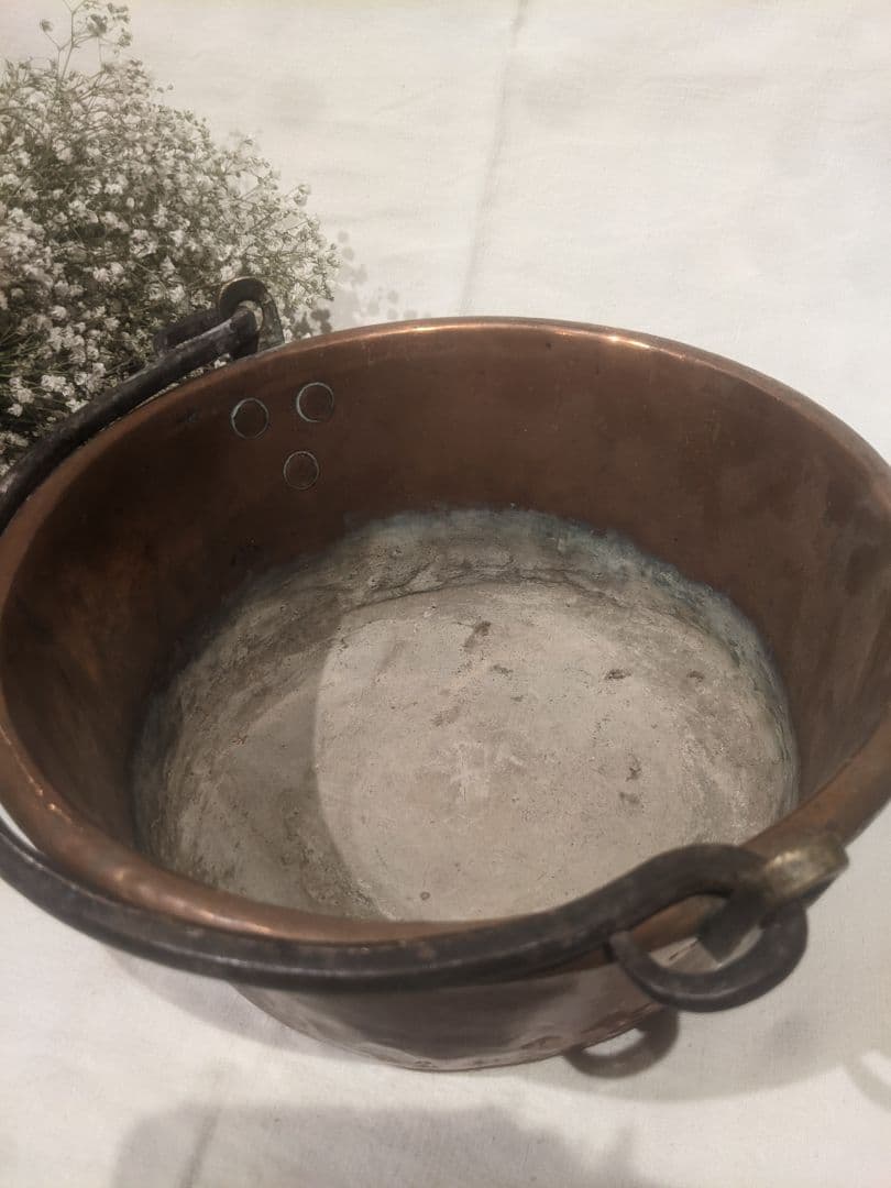 アンティーク 銅製吊り下げ鍋 約23.5cm 吊り下げポットカバーにも