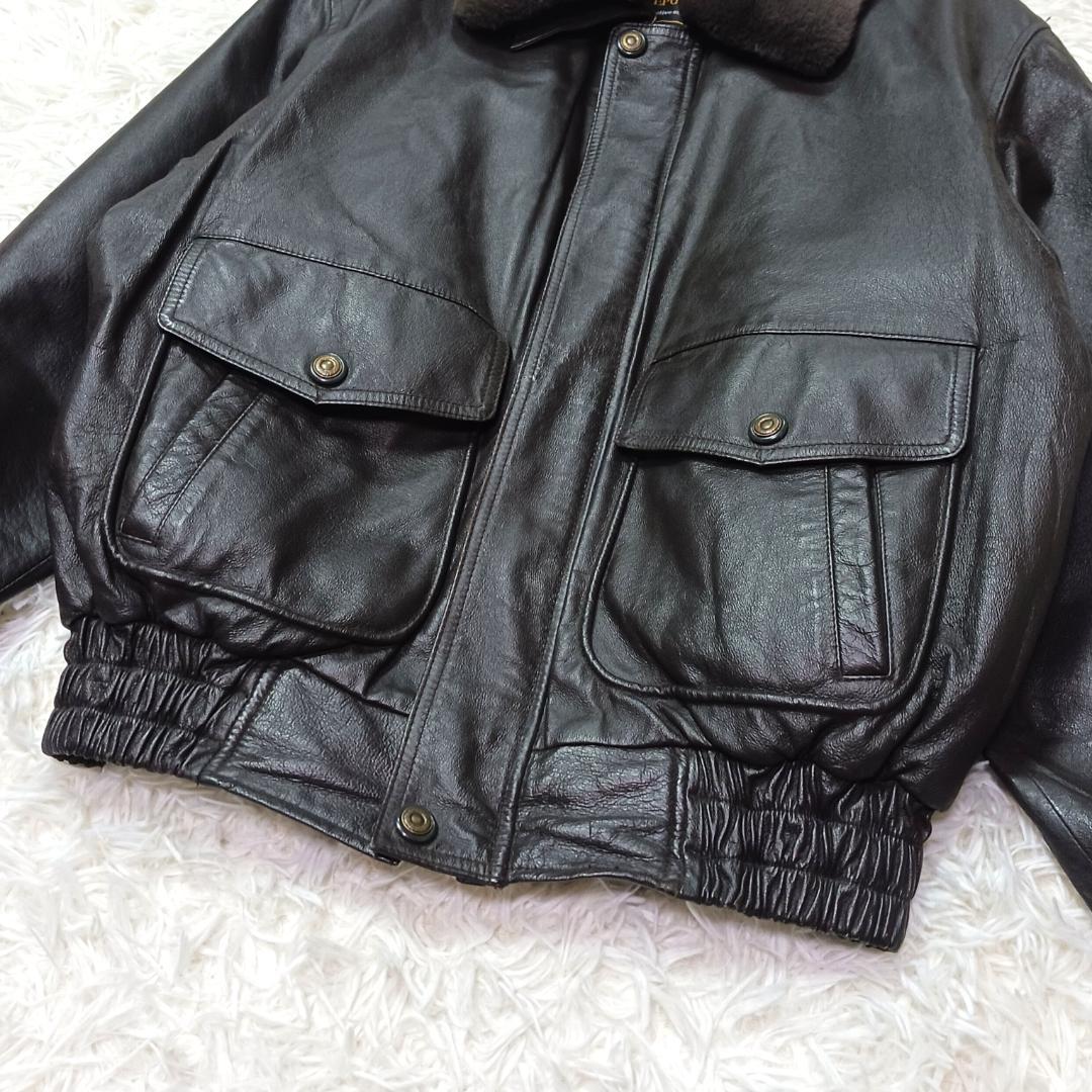 人気✨　フライトジャケット　g1　レザー　ブルゾン　短丈　ボア　豚革　茶色　M