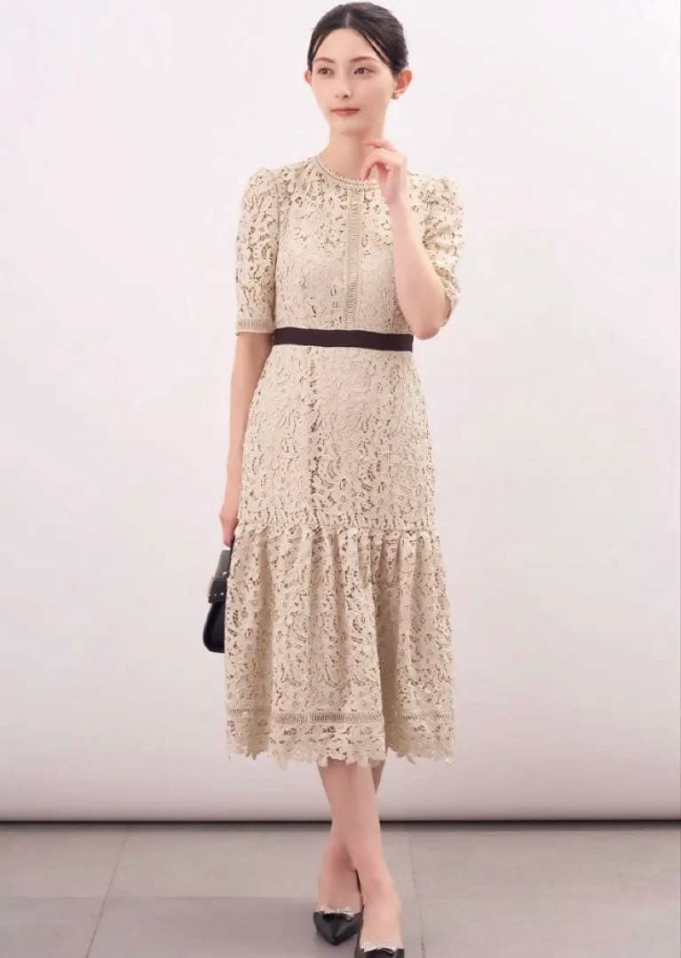 美品セルフォードcelfordレースワンピースドレス佳子様石原さとみ佳子さま