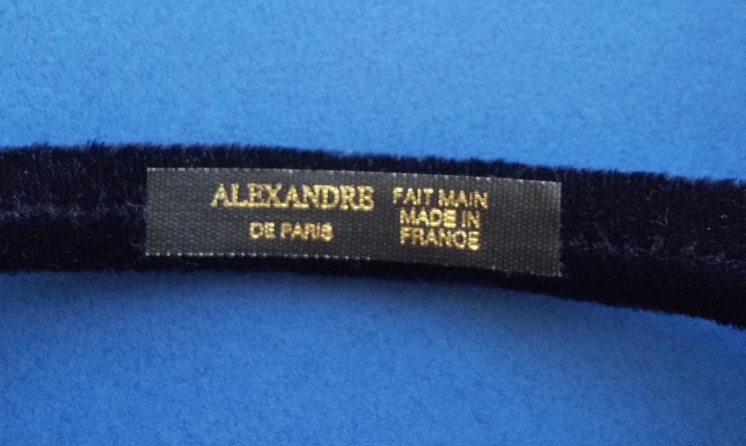 ALEXANDRES ベルベットカチューシャ幅1cm ネイビー
