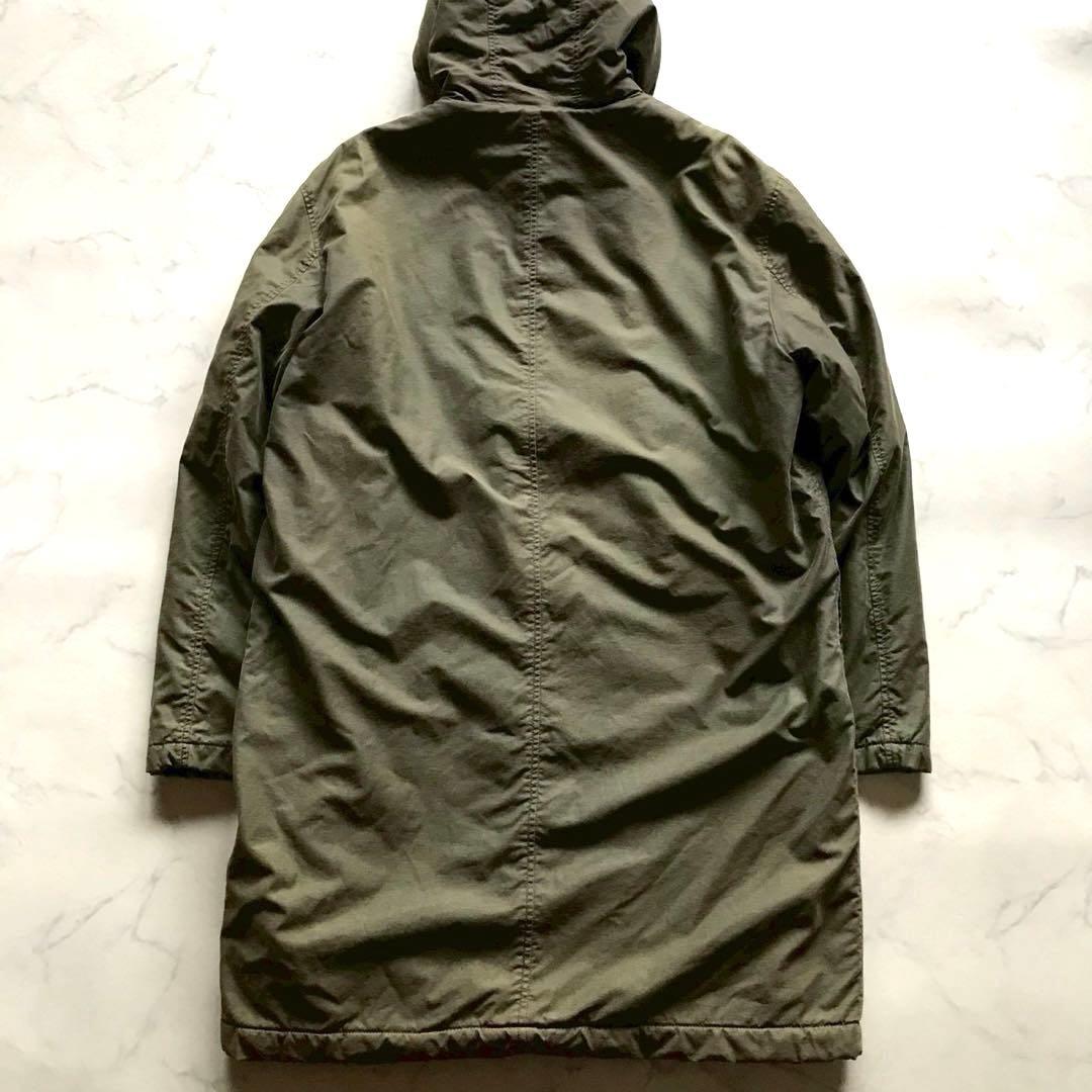 XL相当✨アルマーニ モッズコート ロング丈 裏地ボア 極暖 フード カーキ