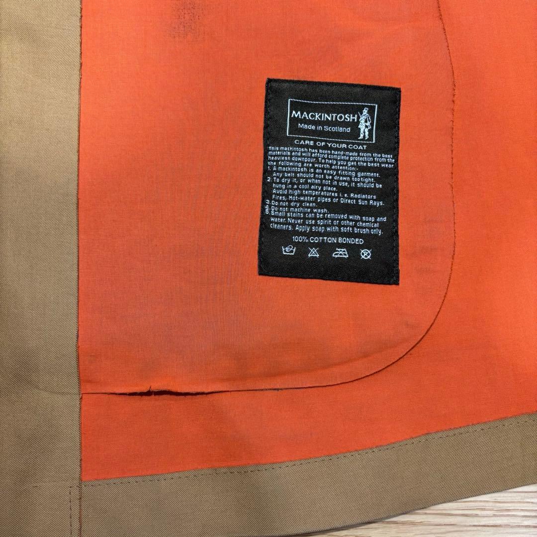 MACKINTOSH/ゴム引きステンカラーコート　38 ベージュ　フード付