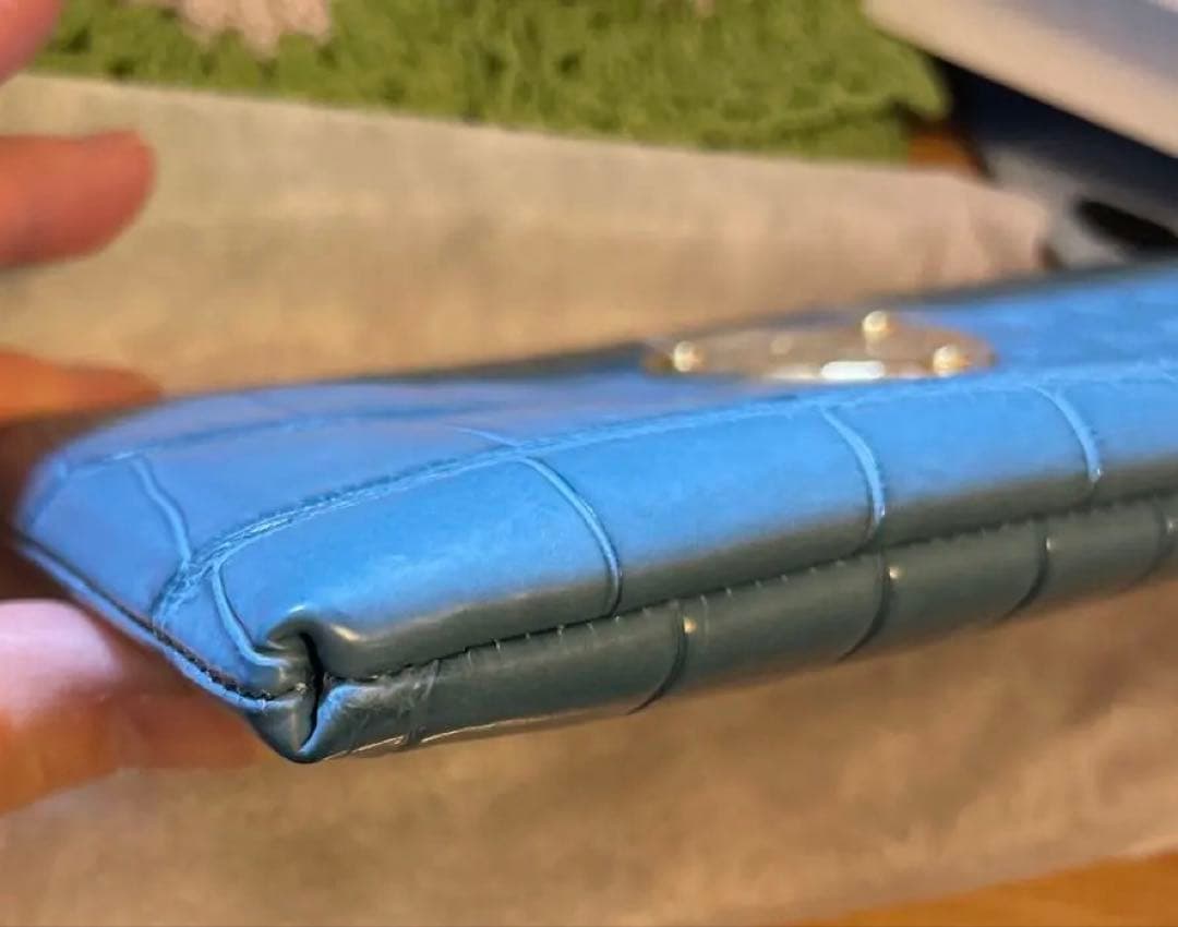 新品　アタオ　クロコダイル　クロコ　長財布　L字　リモ　デニム