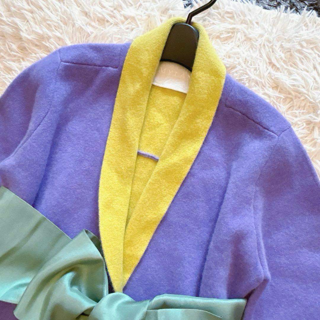 【美品】MYLAN マイラン　カシミヤリバーニットコート　ローブガウン　カーデ