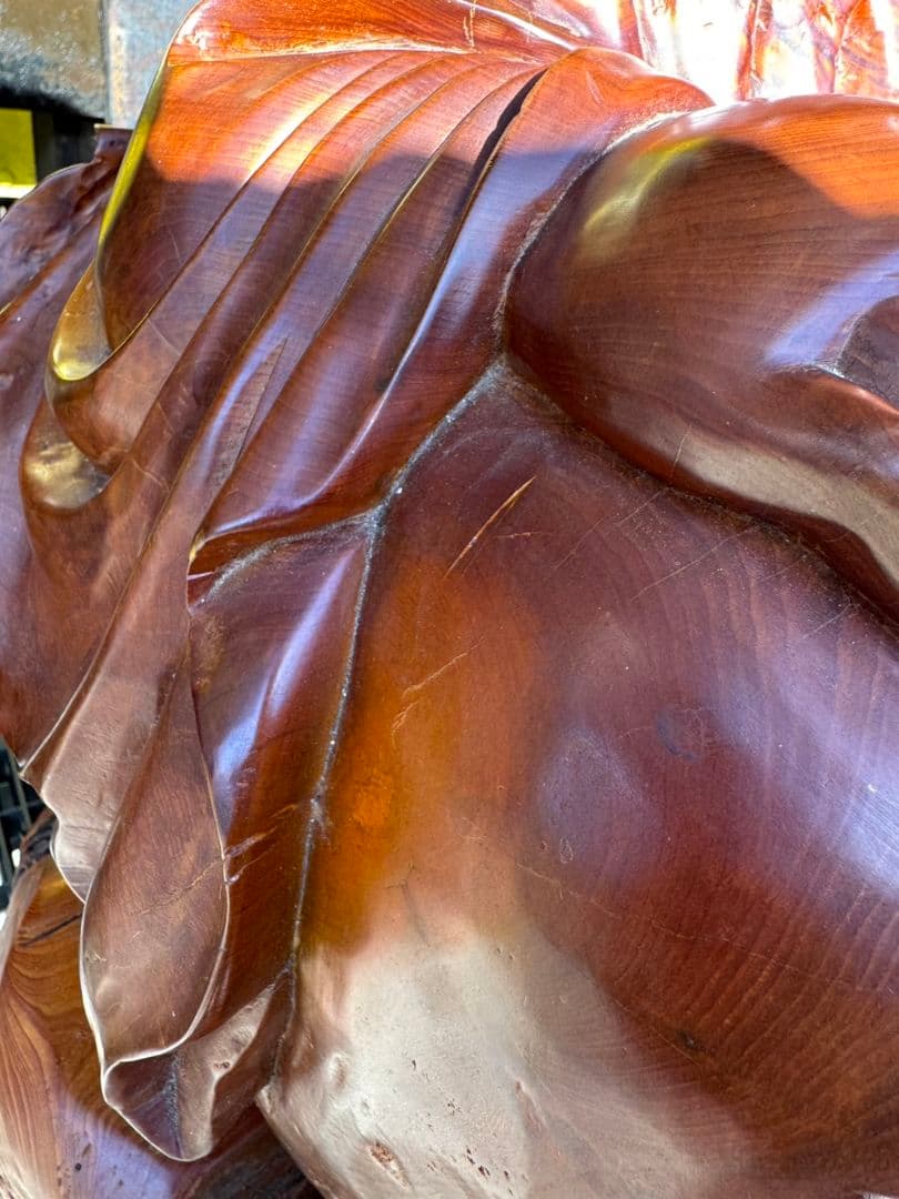 薔薇様専用 木彫り 一刀彫り 布袋 台付き