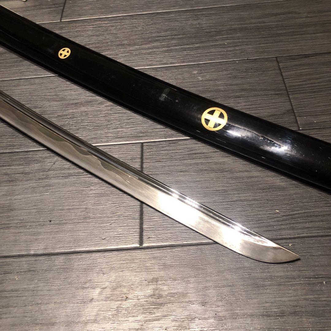 高級模造刀　樋有刀身 白拵え　居合刀　太刀　本格模造刀　紋様入り鞘