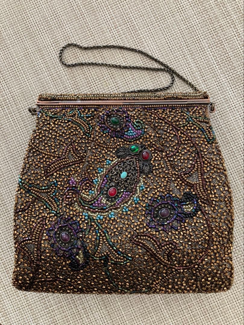 専用【Lumyはしもと】ビーズ刺繍 パーティーバッグ　ブロンズ系 ヴィンテージ