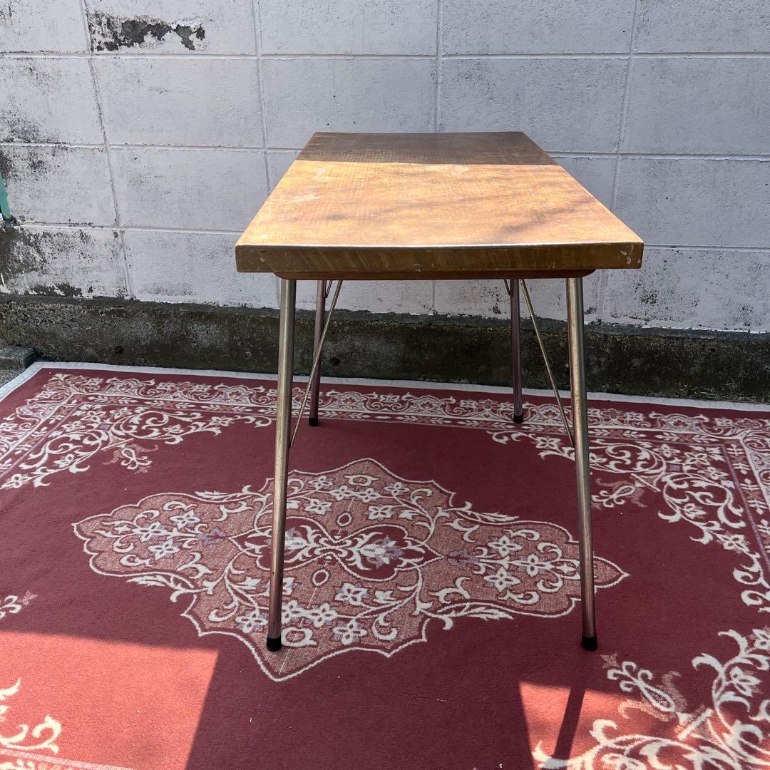 古家具アンティーク◾️古材木製天板×鉄脚アイアン カフェテーブル コーヒーテーブル