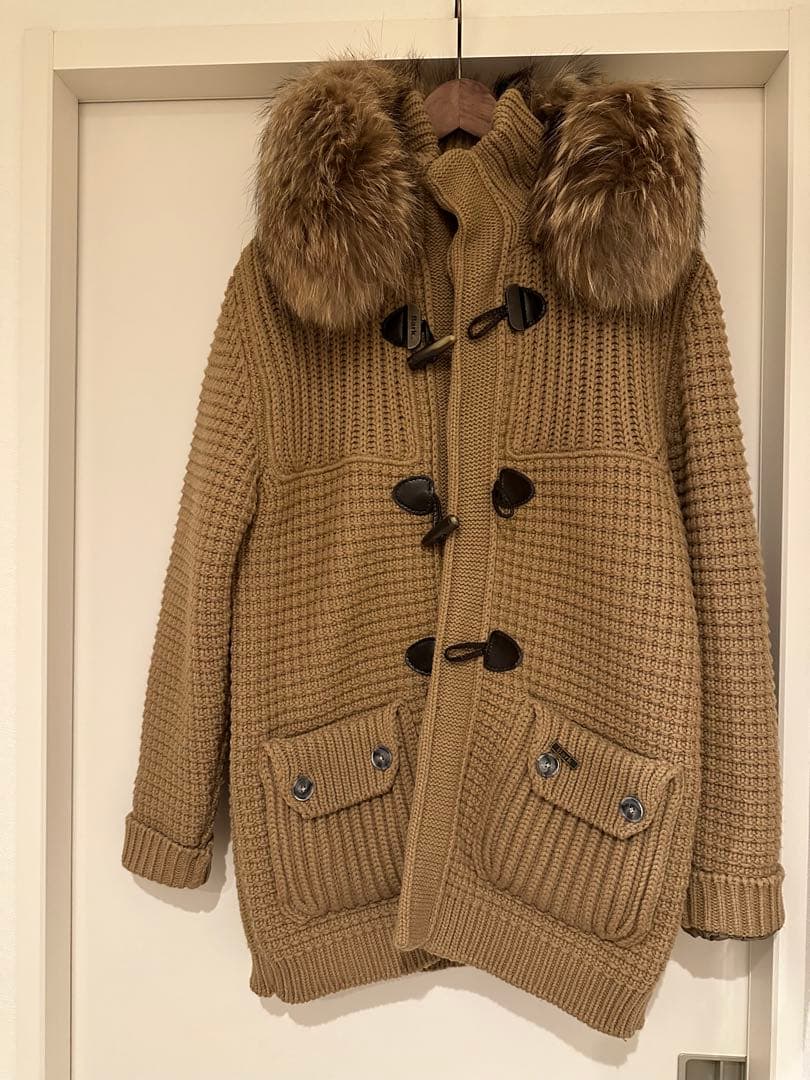 Bark キャメル　ニット ダッフルコート