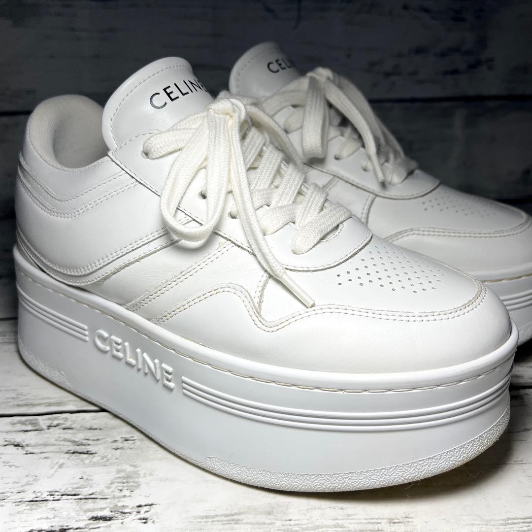 か✨CELINEセリーヌ 厚底ブロックスニーカー22カーフスキンウェッジ