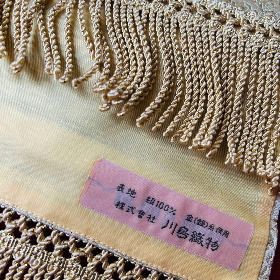 未使用】川島織物 絹100% 和風テーブルセンター マット 敷物 麟鳳襷紋