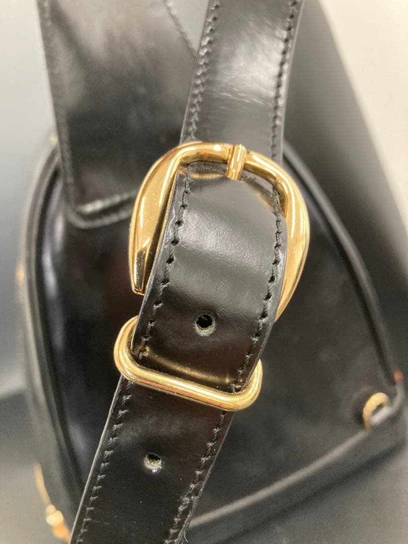 値下げ！GUCCI グッチ バンブー　ワンショルダー　バッグ エナメル　ブラック