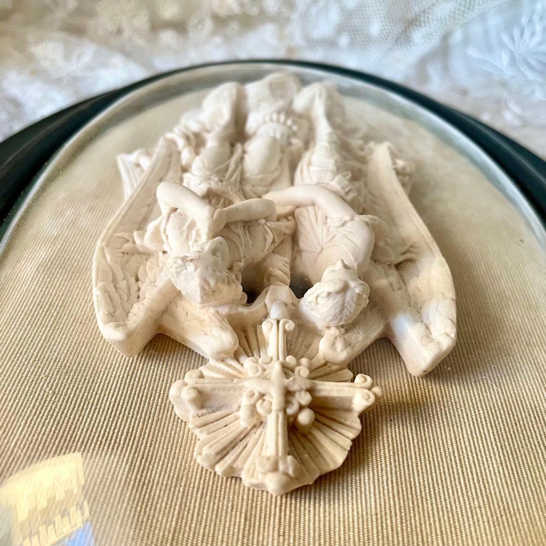 2人の天使のメダイヨン エンジェル フランスアンティーク エクリュ