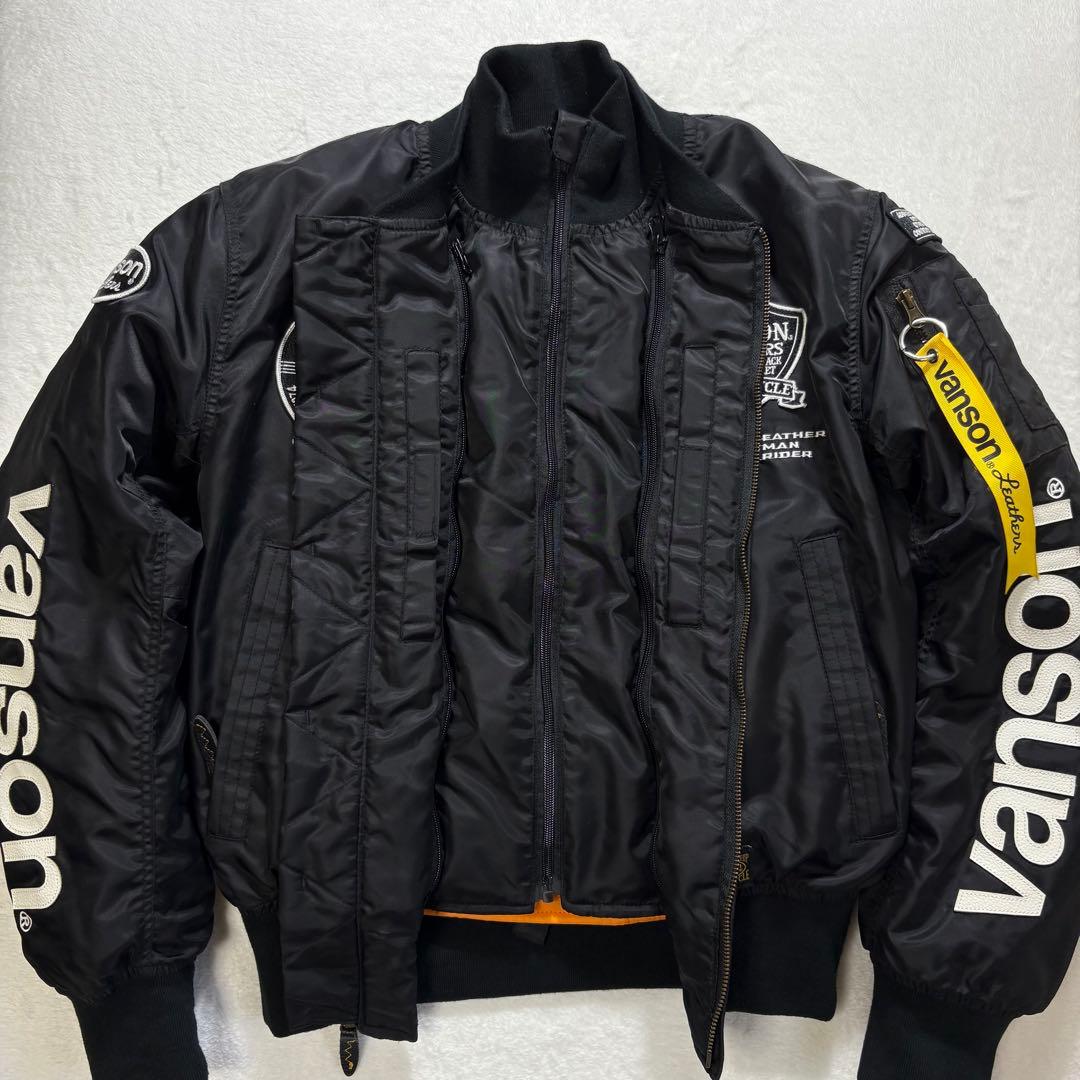 【美品・3way】VANSON　MA-1　ライダースジャケット　ブラック M