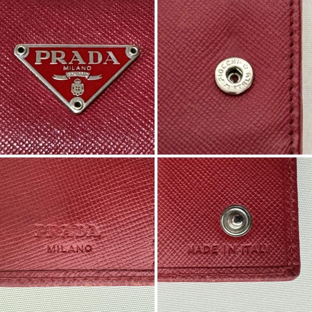 PRADA　プラダ　6連キーケース　三角ロゴプレート サフィアーノレザー　赤