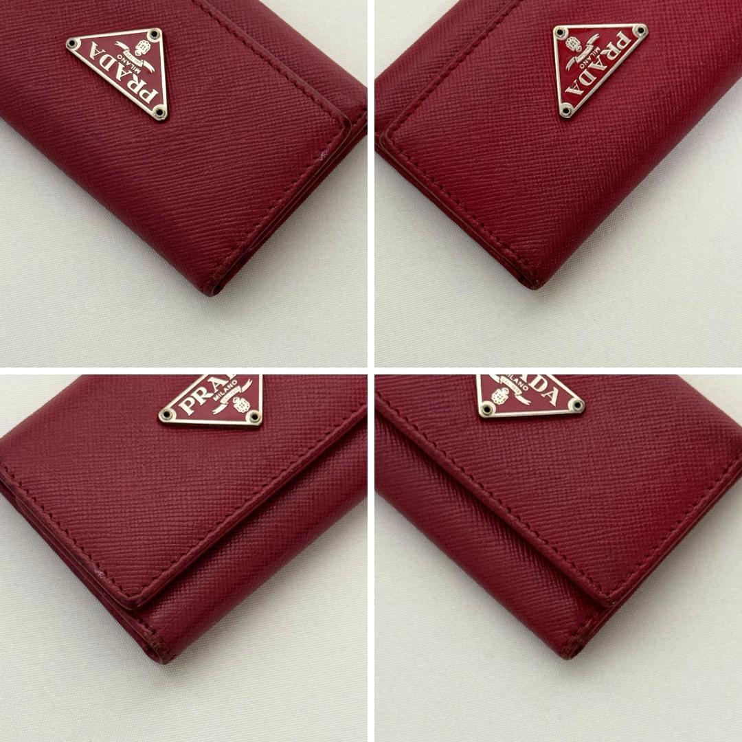 PRADA　プラダ　6連キーケース　三角ロゴプレート サフィアーノレザー　赤