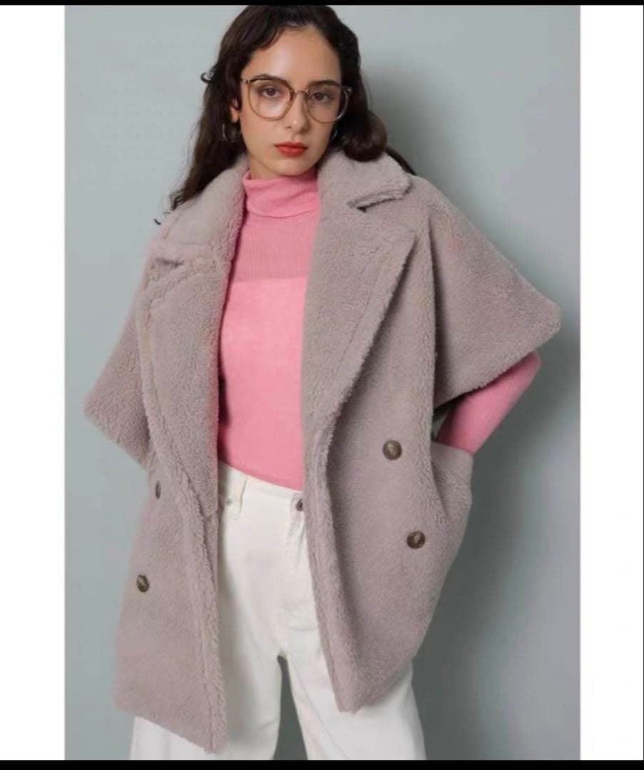 アルページュストーリー ボアポンチョコート Sサイズ グレージュ