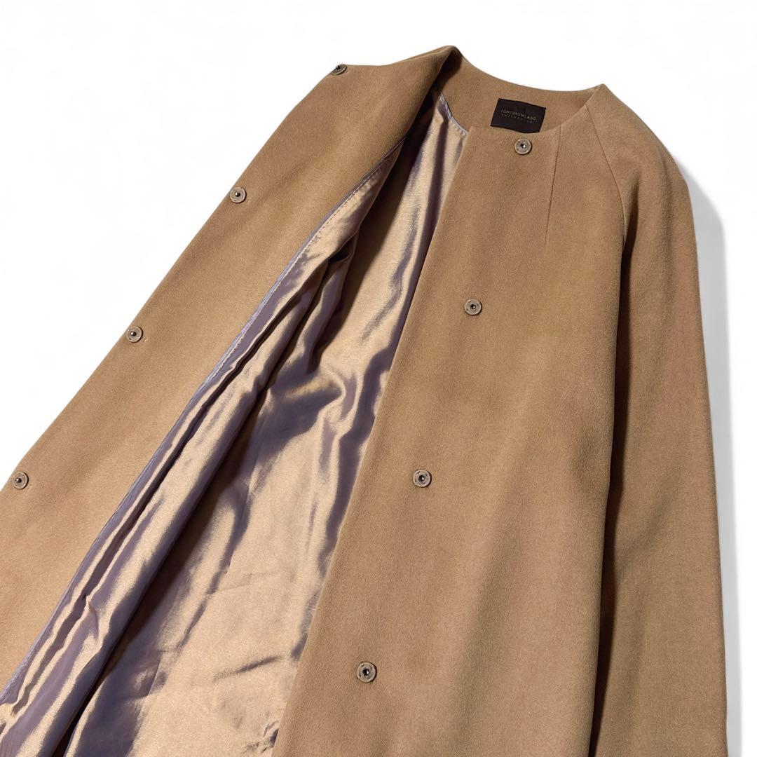 極美品✨️定価12万　トゥモローランド　ピュアカシミヤ ノーカラーコート　36