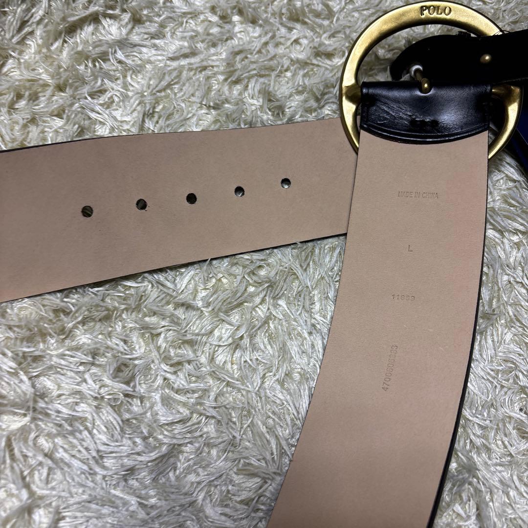 タグ付未使用 ポロラルフローレン 本革レザー 太ベルト ウエストベルト ブラック
