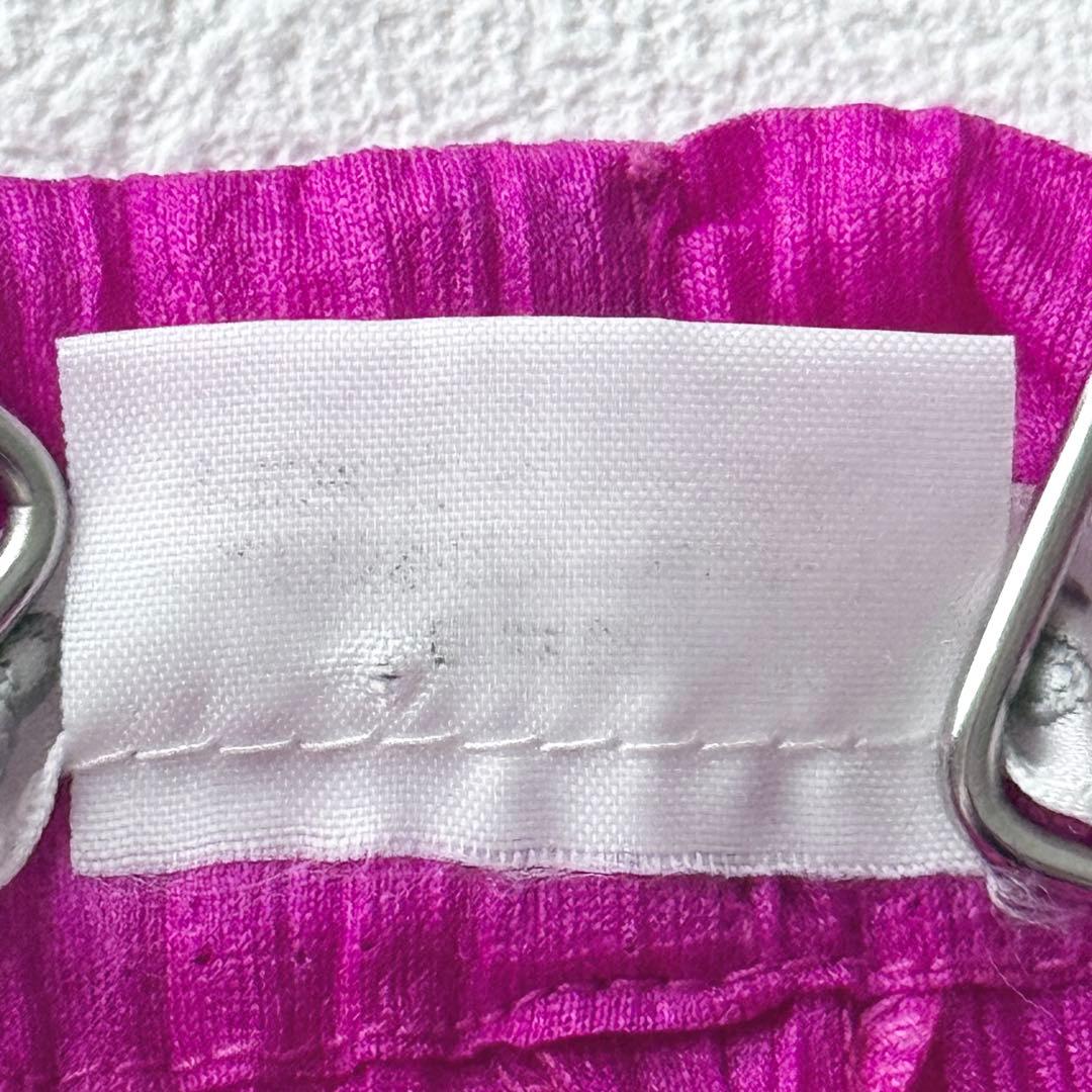 2679Z 美品 プリーツプリーズ ストレートパンツ ウエストゴム 青みピンク