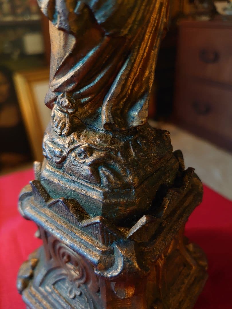 フランス1900s'マリア様 金彩 メタル像