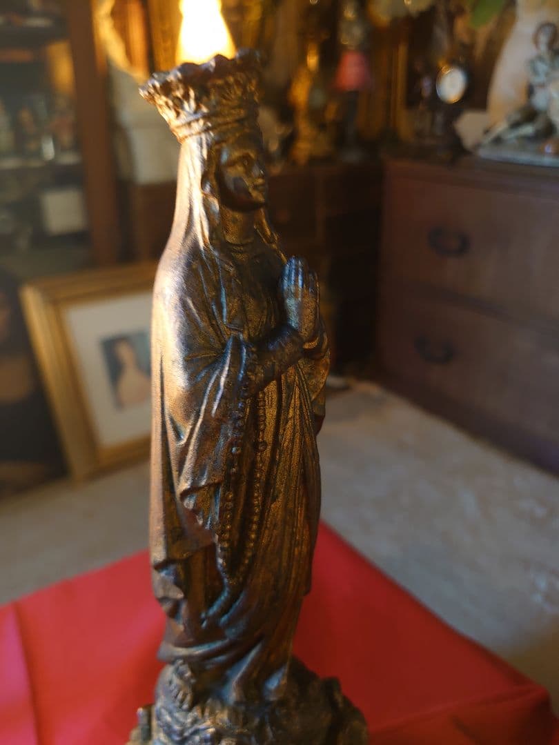 フランス1900s'マリア様 金彩 メタル像