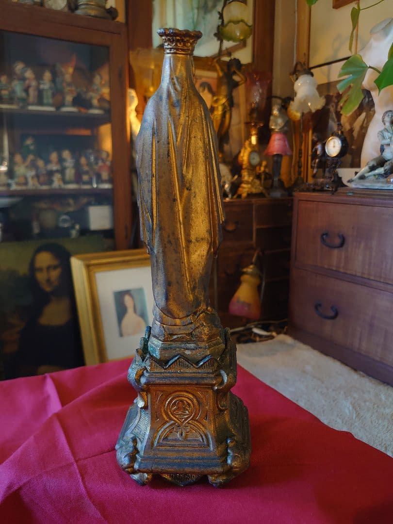 フランス1900s'マリア様 金彩 メタル像