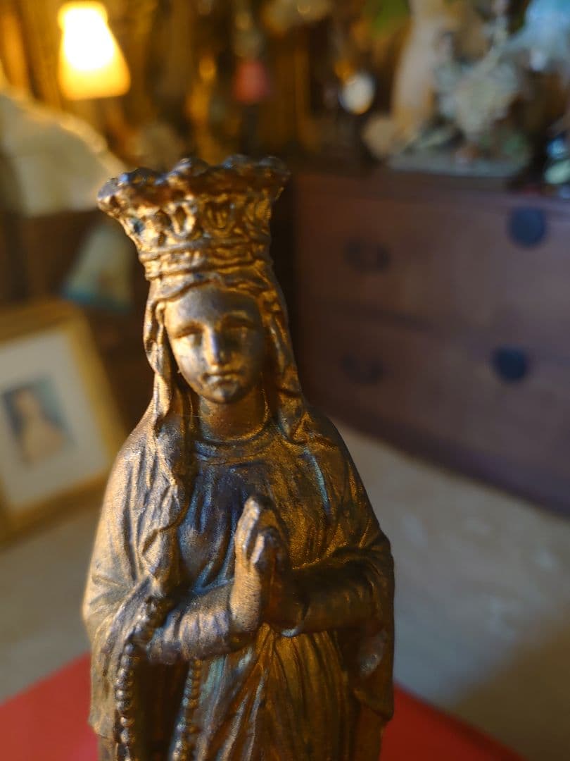 フランス1900s'マリア様 金彩 メタル像