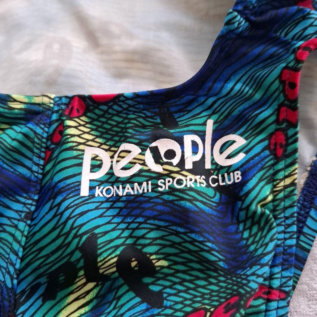 アシックス　people ワンピース水着 カラフル波模様