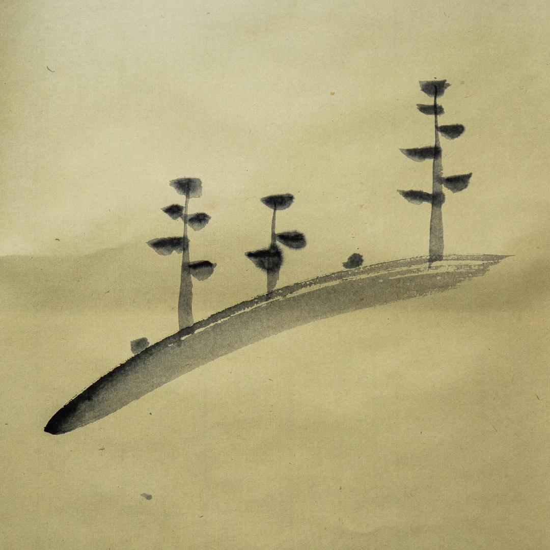 掛軸-1067 大徳寺 小堀定泰 松島之画賛 「松樹千年翠」 共箱