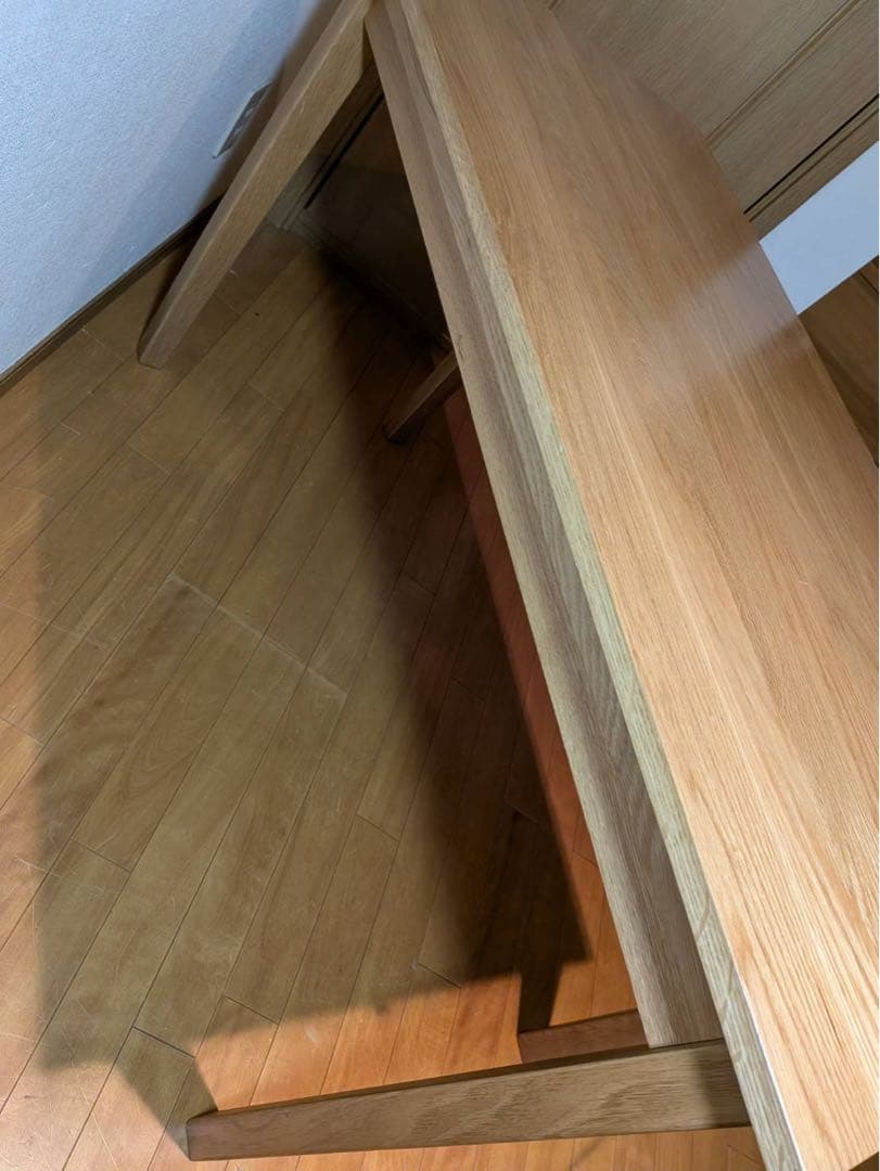 ■送料込■無印 木製デスク オーク材 110 事務 学習 勉強机 テーブル引出