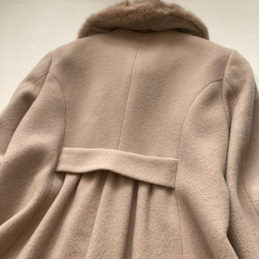 【美品】ピンクハウス　ラビットファー ティペット付 Aラインロングコート ウール