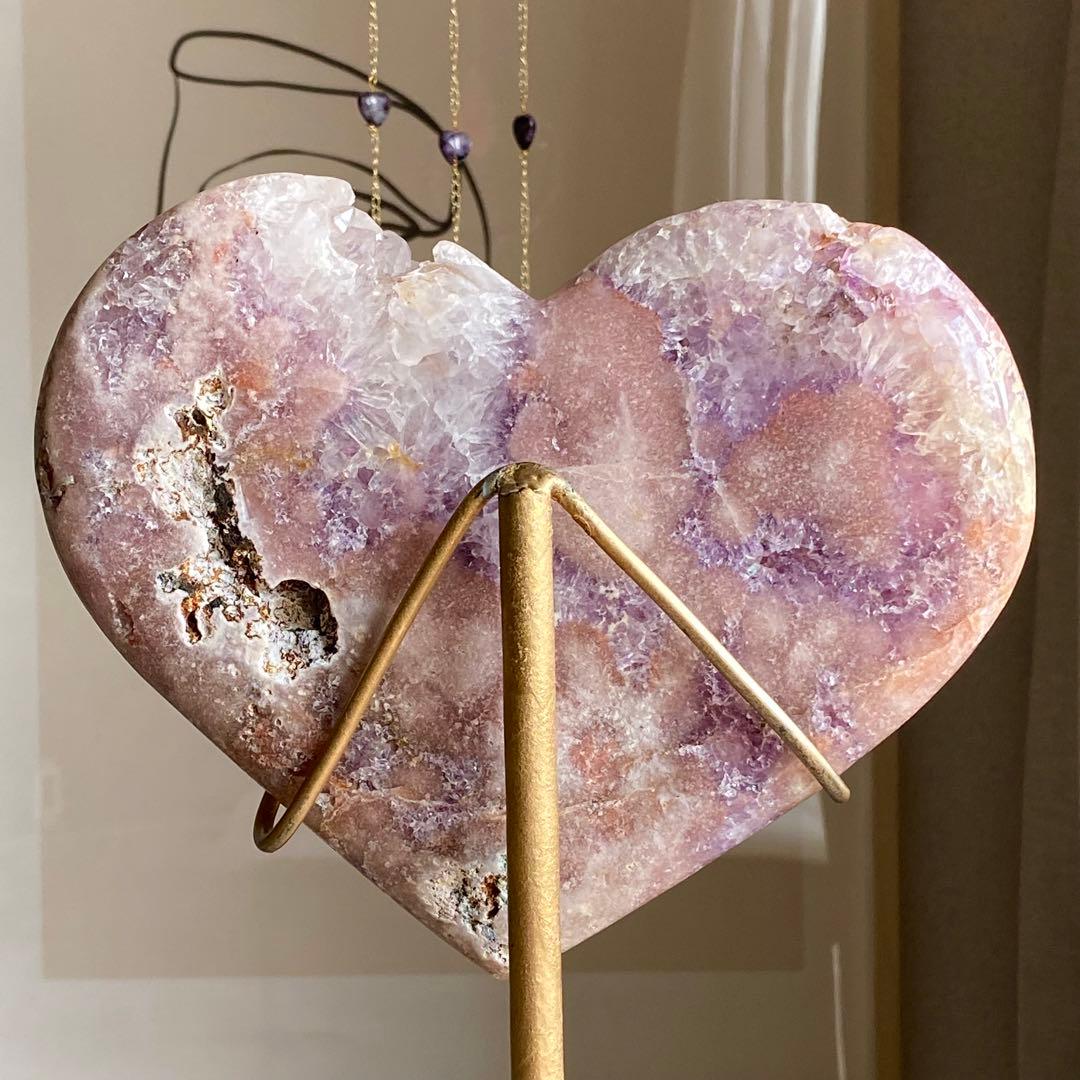★★★破格 最終特価【 特大 ピンクアメジスト 原石 ハート 1.54kg