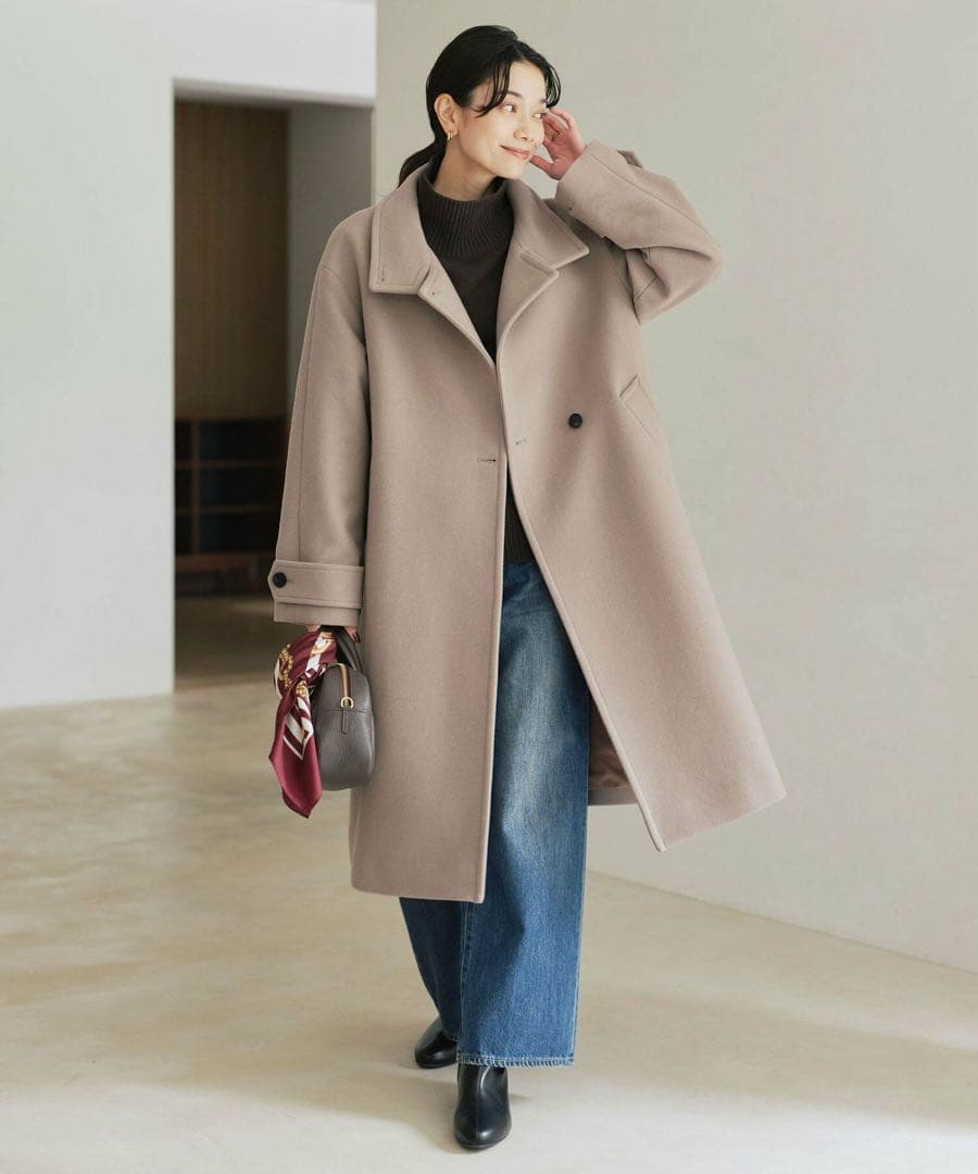 美品 ＜SPINTOシリーズ＞メルトン スタンドカラー コート