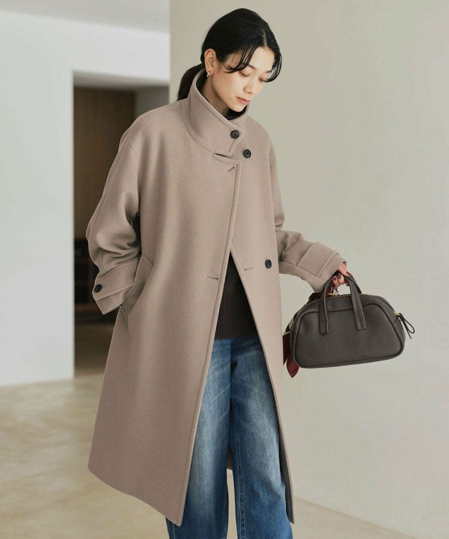 美品 ＜SPINTOシリーズ＞メルトン スタンドカラー コート