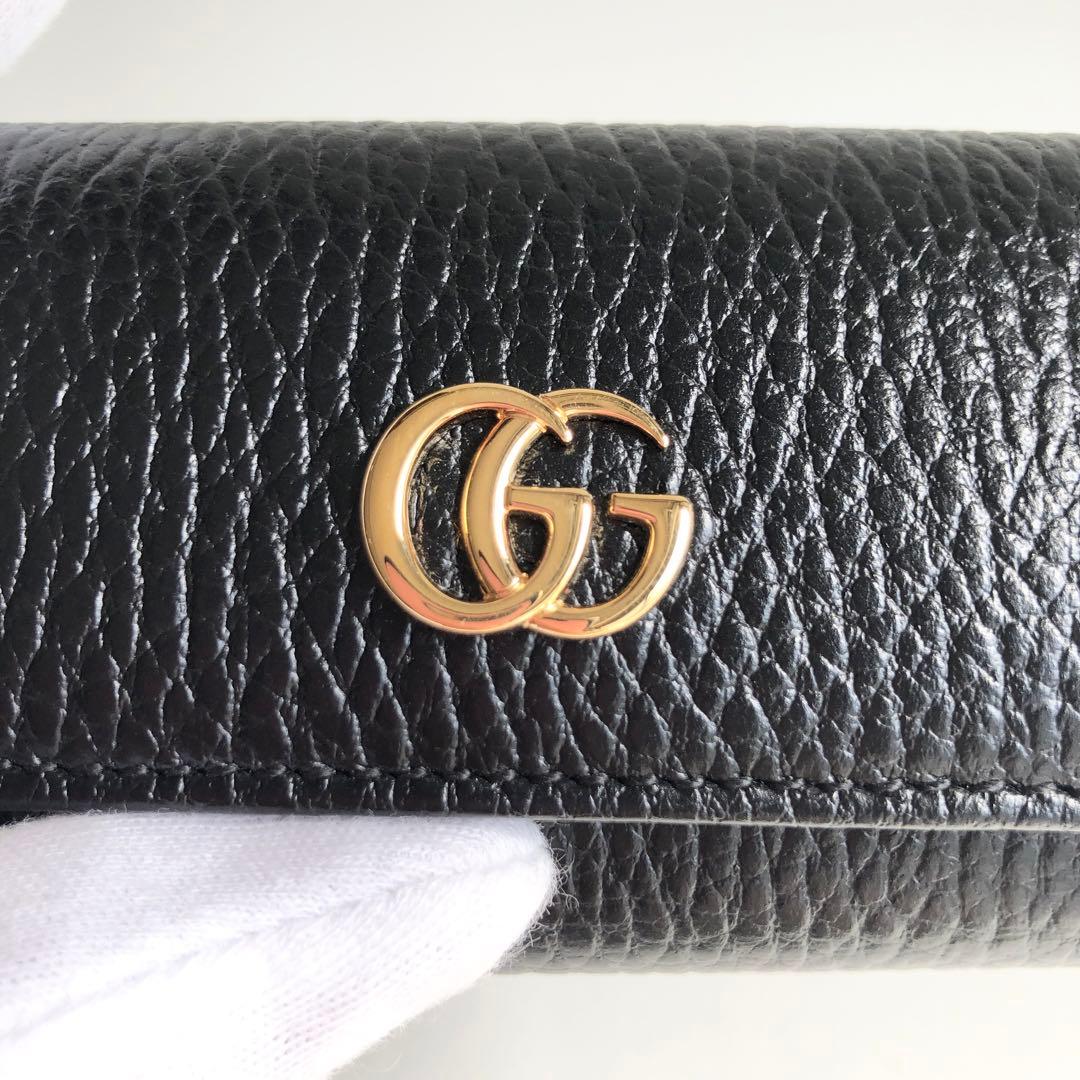 新品 GUCCI キーケース 6連 レザー　GGマーモント　ダブルG ブラック