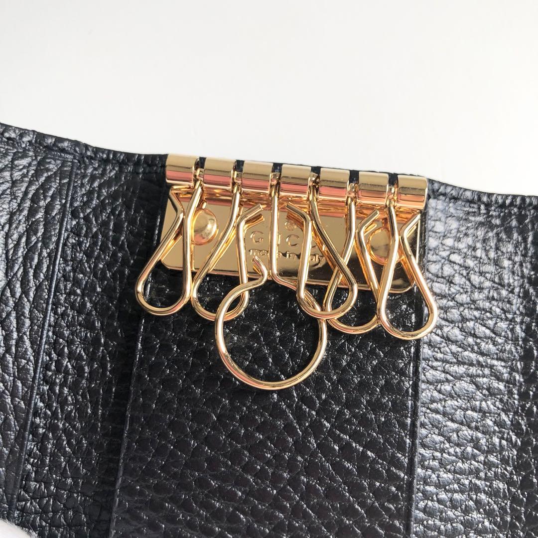 新品 GUCCI キーケース 6連 レザー　GGマーモント　ダブルG ブラック