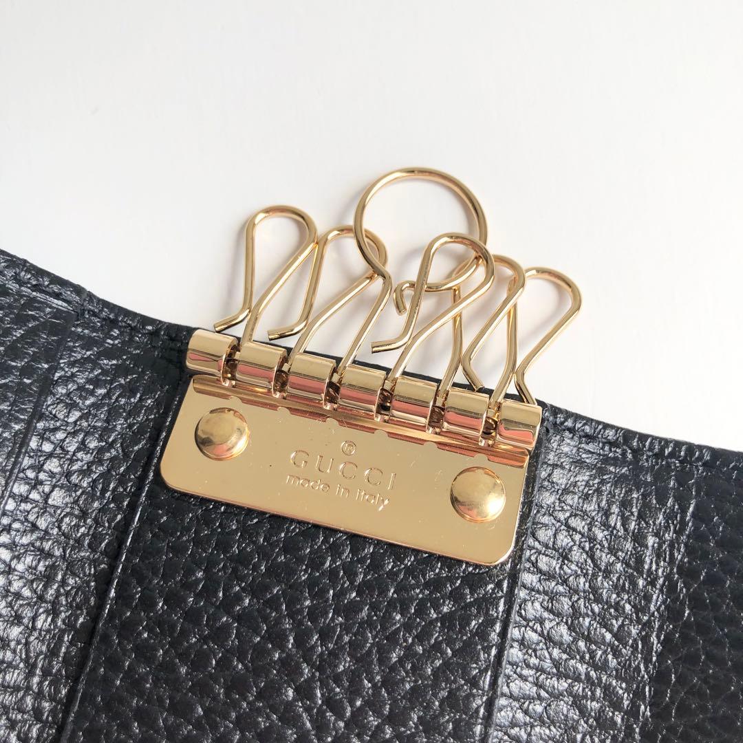 新品 GUCCI キーケース 6連 レザー　GGマーモント　ダブルG ブラック