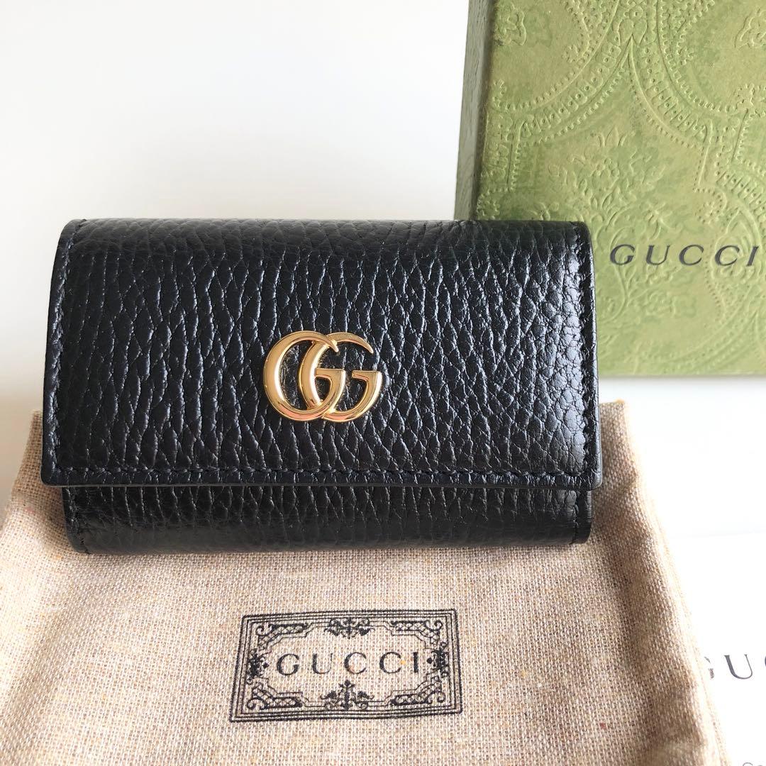 新品 GUCCI キーケース 6連 レザー　GGマーモント　ダブルG ブラック