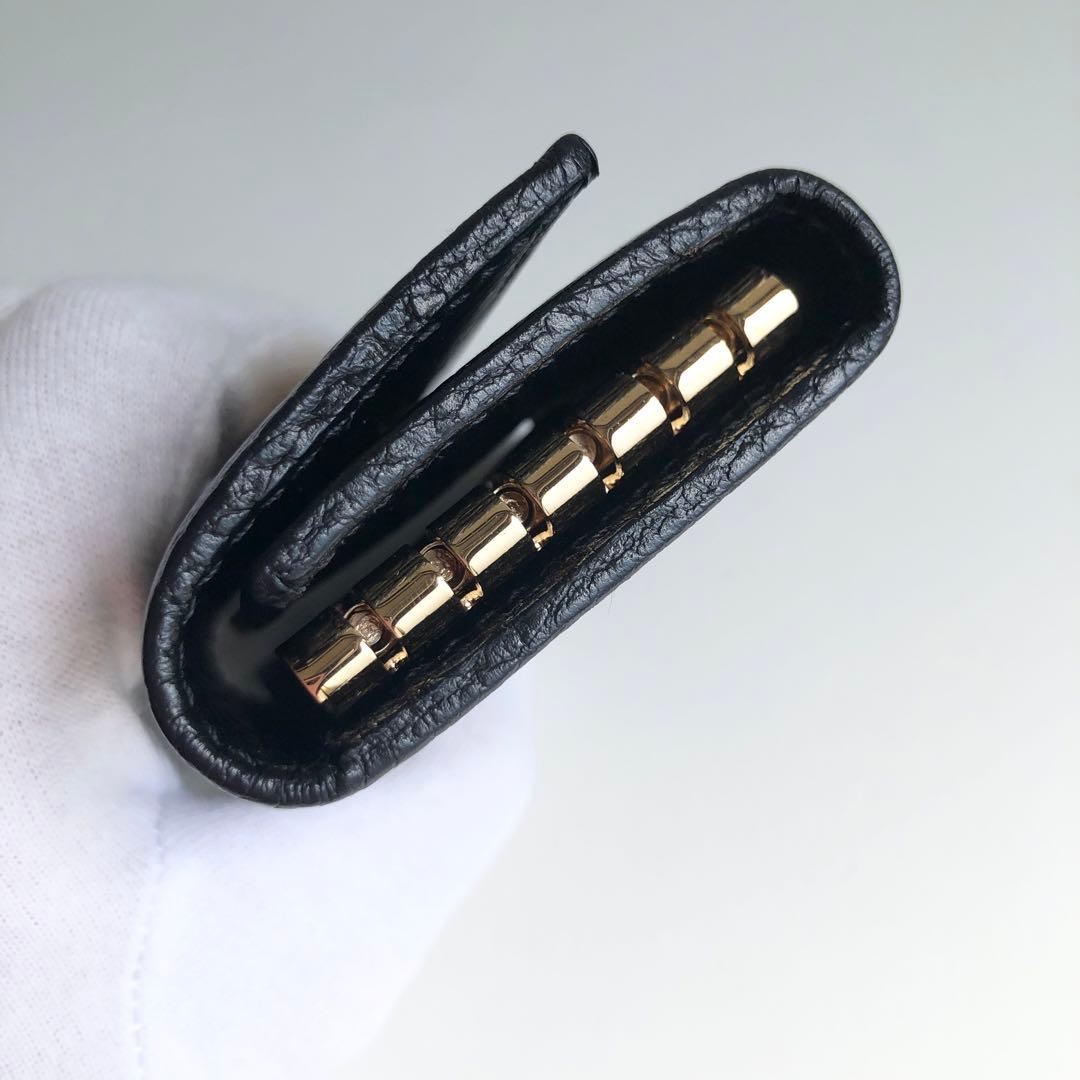 新品 GUCCI キーケース 6連 レザー　GGマーモント　ダブルG ブラック