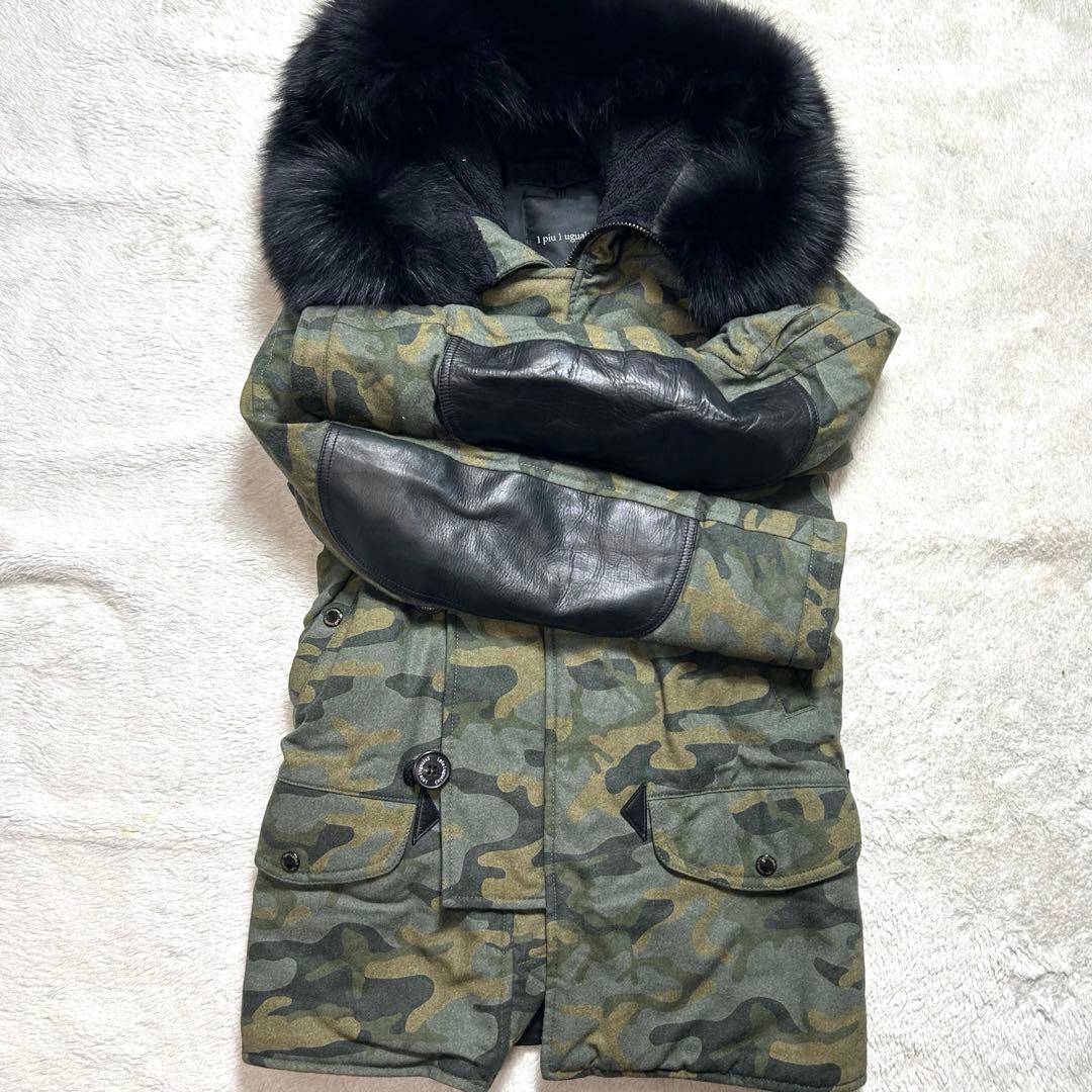 1piu1uguale3　モッズコート　S カシミヤ　狐　迷彩　レザー
