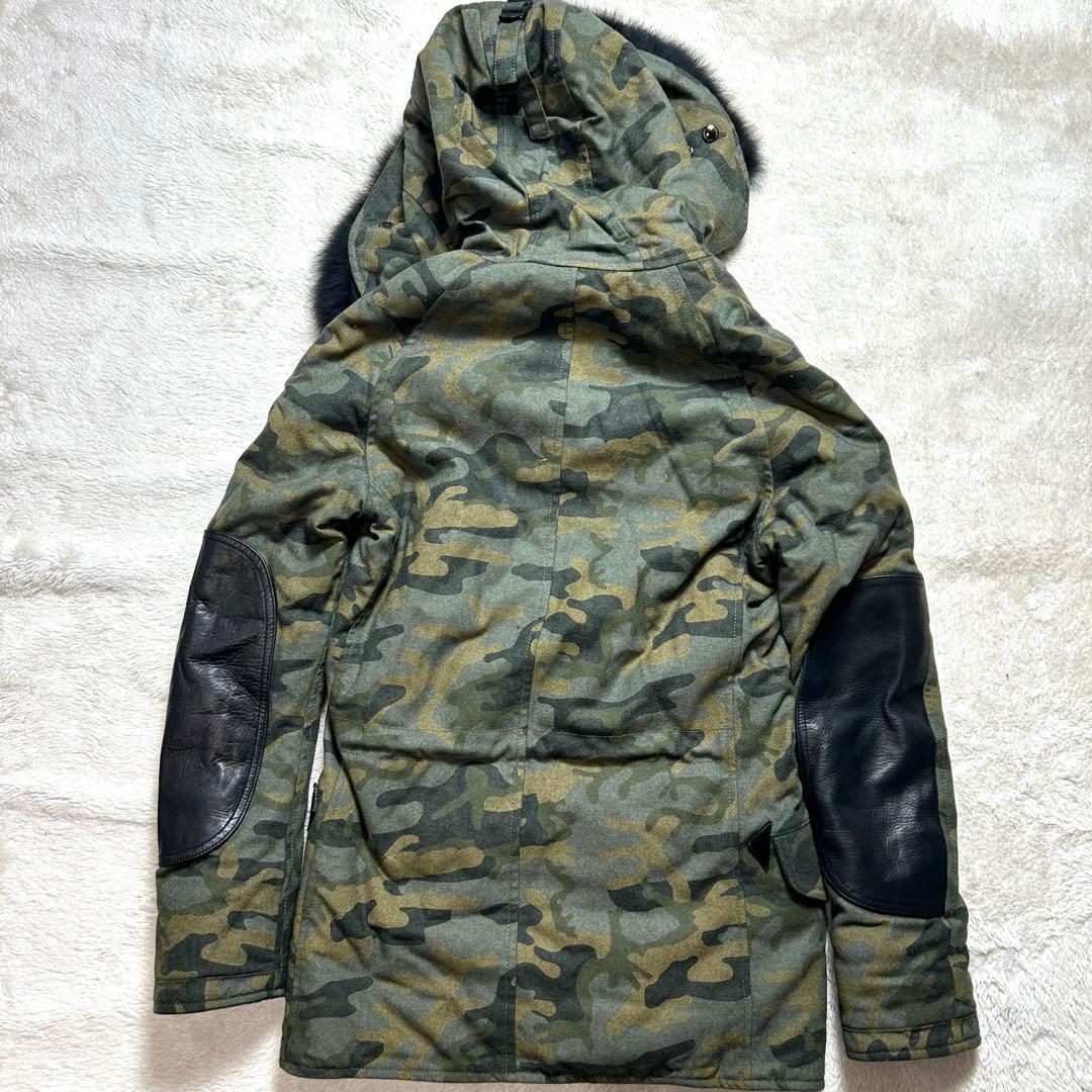 1piu1uguale3　モッズコート　S カシミヤ　狐　迷彩　レザー