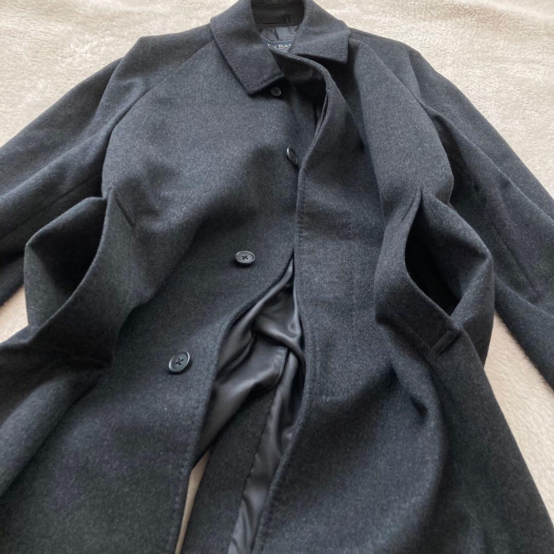 上質 美品 OX RAM カシミヤ100 コート ステンカラー 比翼 ビジネス